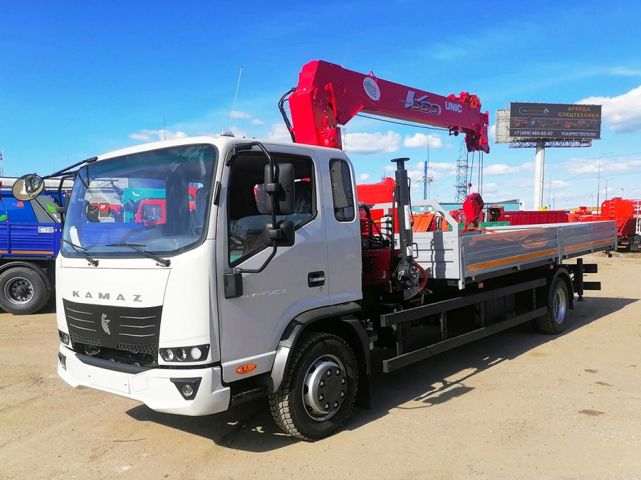 Бортовой автомобиль КАМАЗ 43082 КОМПАС 12 с КМУ UNIC URV-554 (ЕВРО 5) новый
