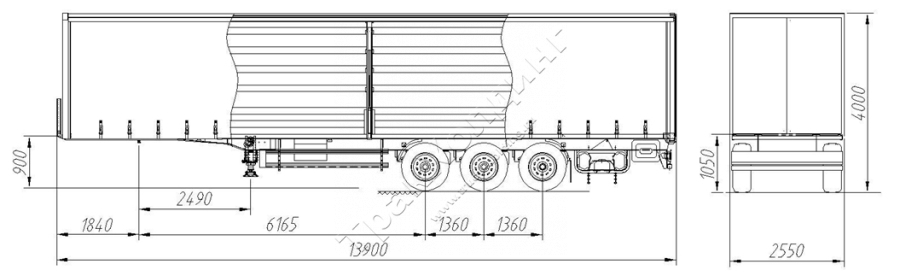 Тентованный шторный полуприцеп МАНАК-АВТО 946832 (внутренний объем 97 м³)