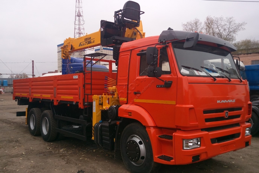 Бортовой КАМАЗ 65115 с КМУ Soosan SCS 736 LII (ЕВРО 5) новый