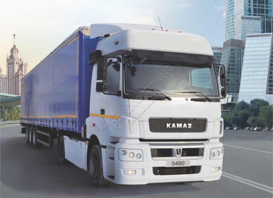Седельный тягач КАМАЗ 5490-009-S5 с автоматизированной КПП с бортовым полуприцепом