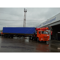 КАМАЗ тягач 65115 с КМУ Palfinger Inman IT-150 и бортовым полуприцепом